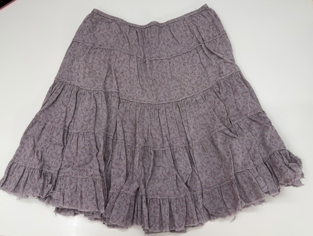 Fire Los Angeles Womens Skirt Size Small Purple Floral Layered Tiered